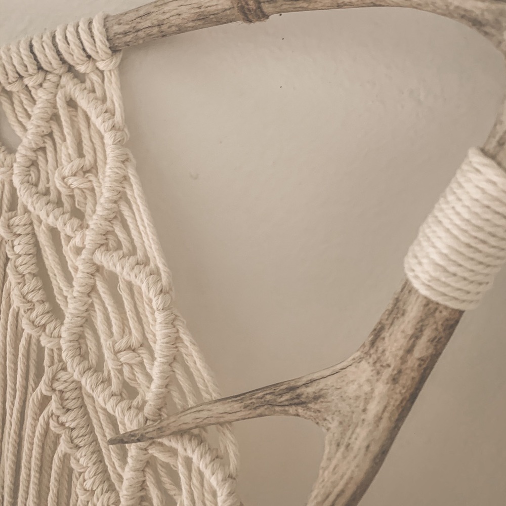Repurposed Deer Shed Macrame Art Wall Hanging - Picture 3 of 4